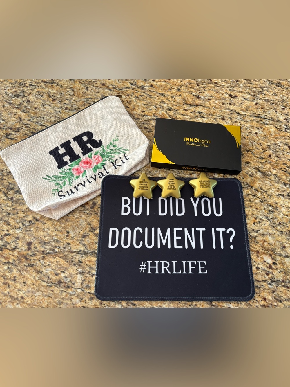 HR Office Gift Set – Mouse Pad, Pens & Canvas Pouch